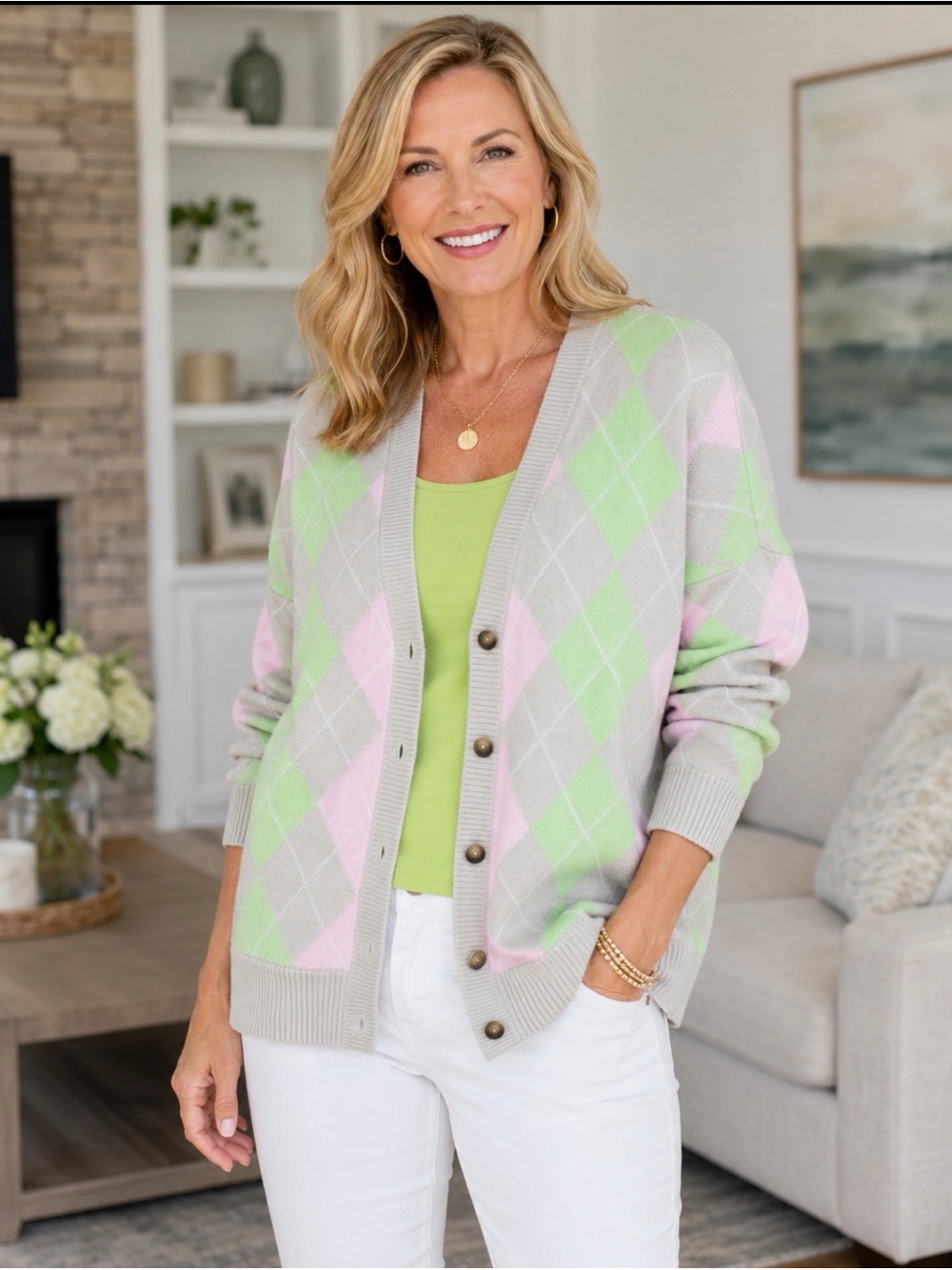Torrid Argyle Cardigan Sweater 1X Pastel Preppy Grandpa Core NWT‎